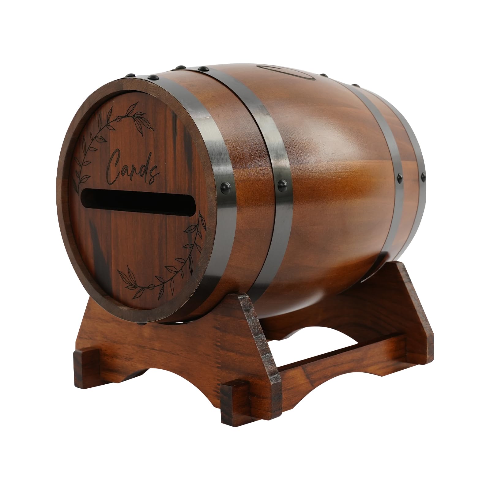 Scatola per biglietti di nozze a forma di barile in legno, stile vintage, stile rustico, per buste e messaggi, in legno di pino