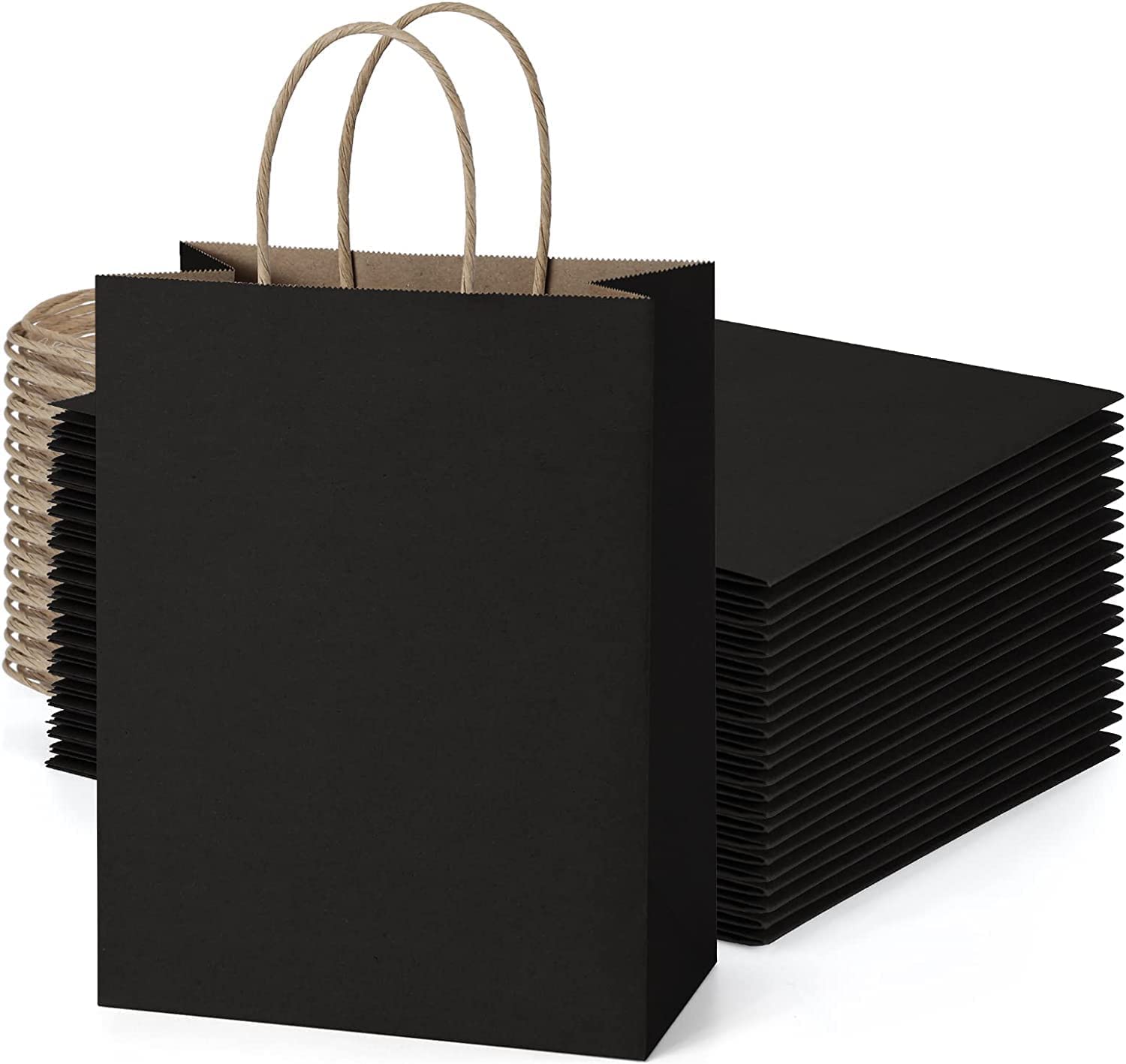 gift bags 24 pieces set eco-friendly paper bags with handles bulk paper bags shopping bags kraft bags retail bags party bags (black, 33 * 26 * 12 cm)