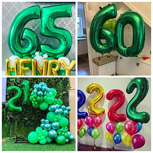 Image of Number 13 Dark Green Balloons 40 Inch Giant Green 13 Numer Foil Helium Balloons for 13th Green Birthday Party Supplies 31st Anniversary Events Decorations