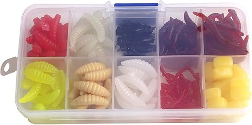 Miniatura 7 de Juego de 175 cebos de gusano de silicona, cebo de pesca ligero portátil con caja de almacenamiento para gato, lubina, lucio, trucha, juego de 175