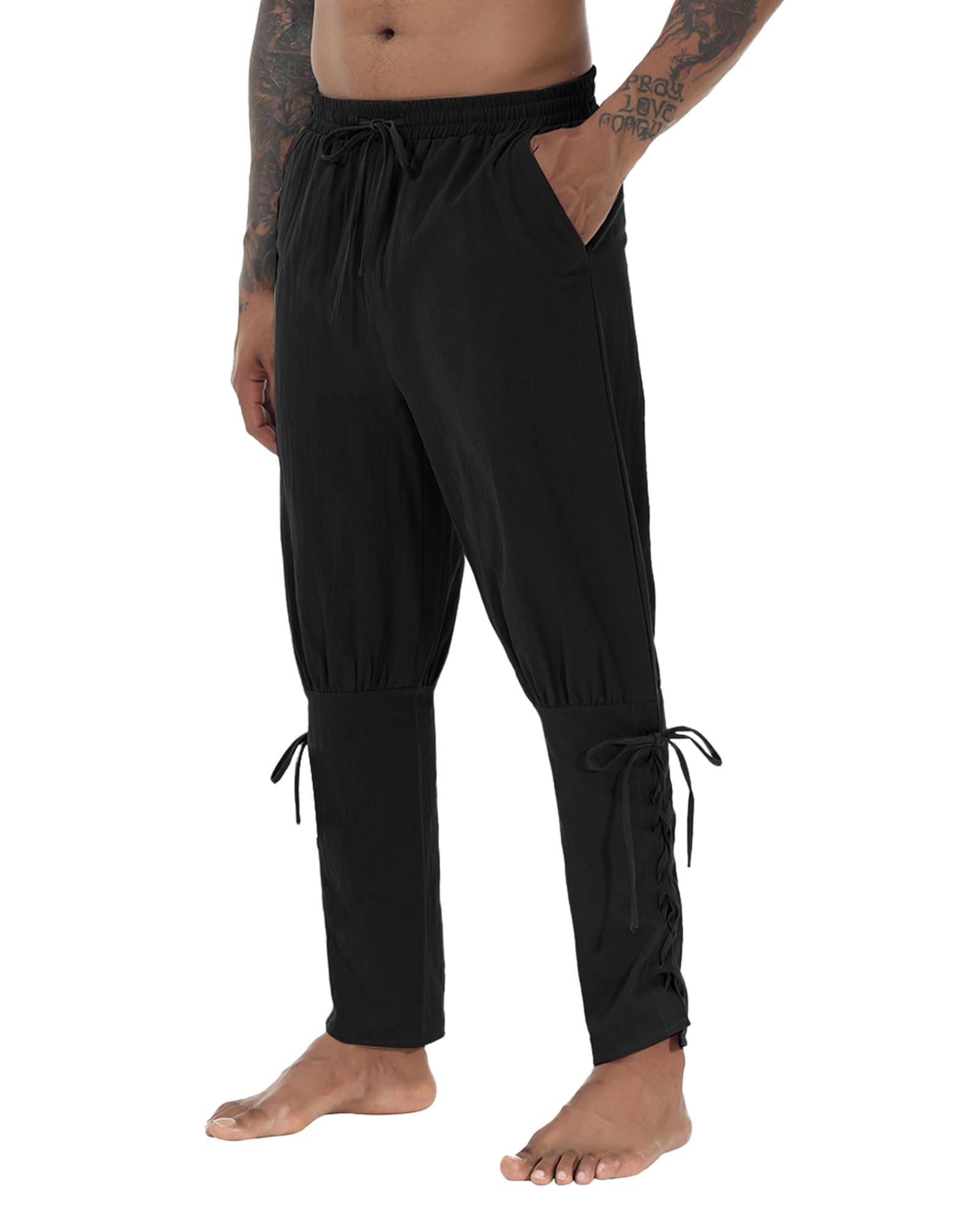 YAOHUOLE Pantalon Medieval Homme Pantalon Gothique Homme Steampunk Men Casual Pants