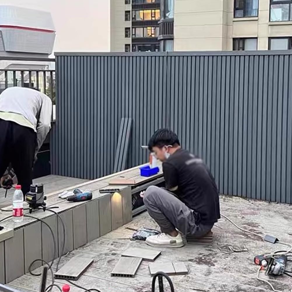 Pannello di recinzione per la privacy, in legno composito e plastica, per giardino e patio, pannello decorativo a doghe, perfetto per terrazze e cortili