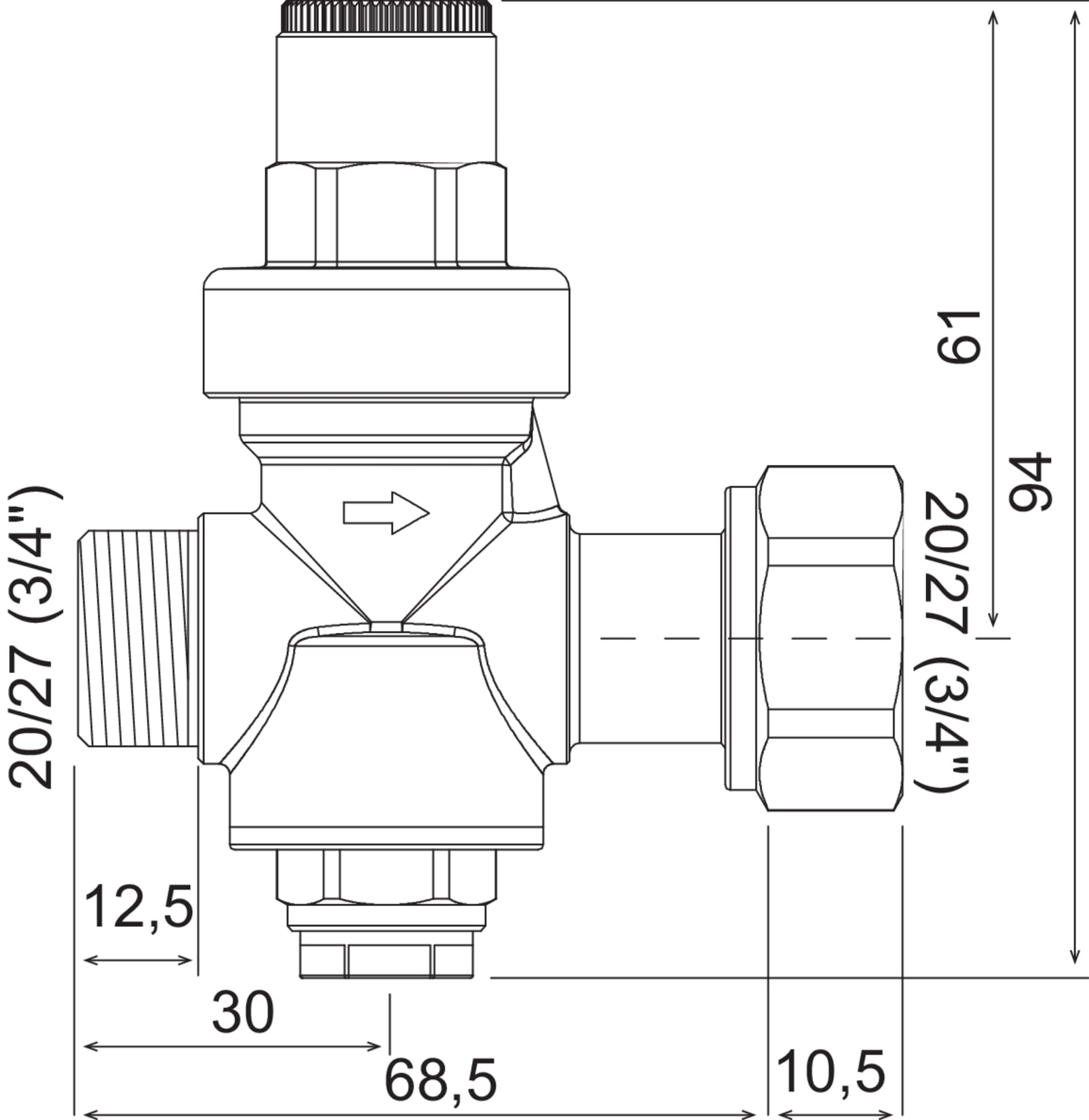 SOMATHERM FOR YOU - Réducteur de pression à piston - Ecrou tournant -Mâle 20/27 & COMAP Groupe de sécurité 889 3/4" (20x27) droit NF avec siphon d'évacuation
