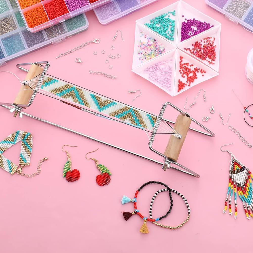 Telaio per Perline,Telaio per Braccialetti in Acciaio Inox,Telaio per Tessitura Perline per gioielli Bracciali Macchina per maglieria fatt