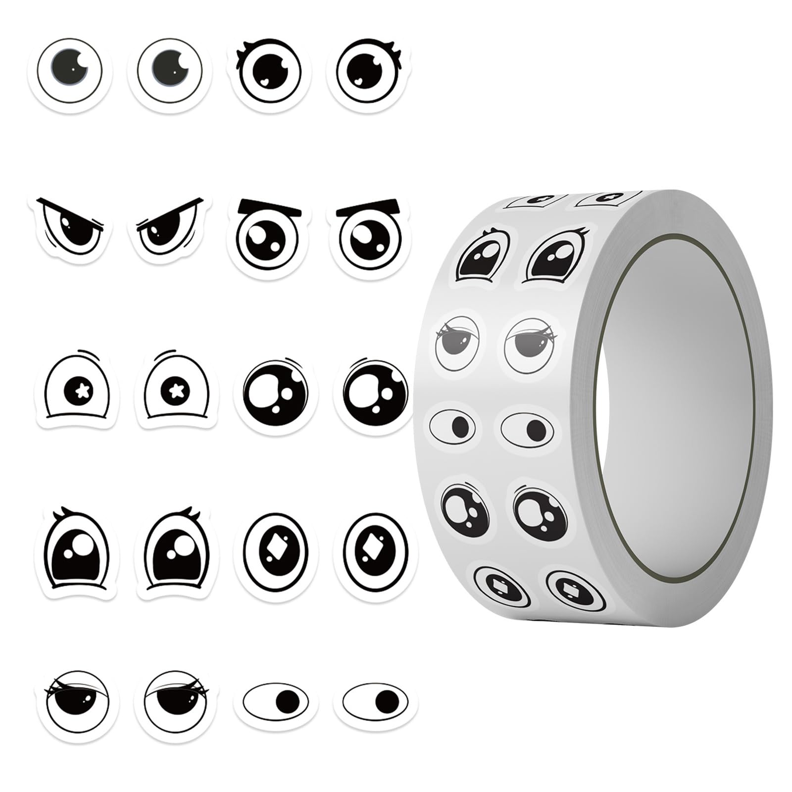 500Pcs Fun Eye Pattern Wrapping Label for Packaging Decorative Sticker for Seal Envelope Journal Album Scrapbooking Gift Wrapping Labels