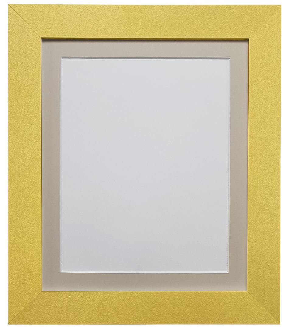 FRAMES BY POST Metro Picture Photo Frame Gold with Light Grey Mount 30 x 24 Image Size 24 x 16 Inch Plastic Glass
