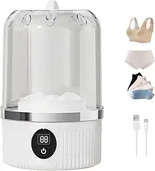 Mini máquina de lavar portátil, lavadora de roupa íntima de 1L com visor digital de temporizador para roupas íntimas, meias, toalhas de saliva, adequada para apartamentos, hotéis e viagens e Dia dos