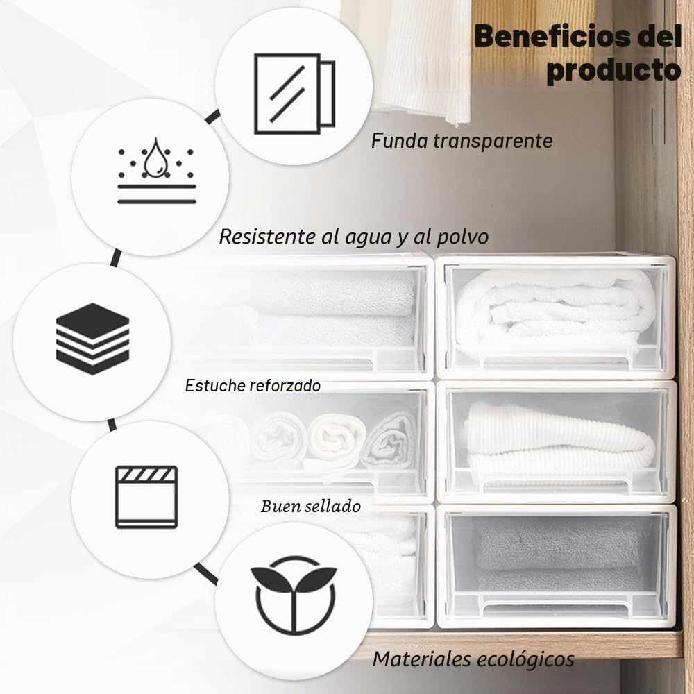 YunBey 2 Cajones Organizadores Plastico Cajones Almacenaje Apilable Organizador Escritorio Cajones para Oficina Dormitorios Cocinas Escuela (27 x 19 x 10,5 CM)