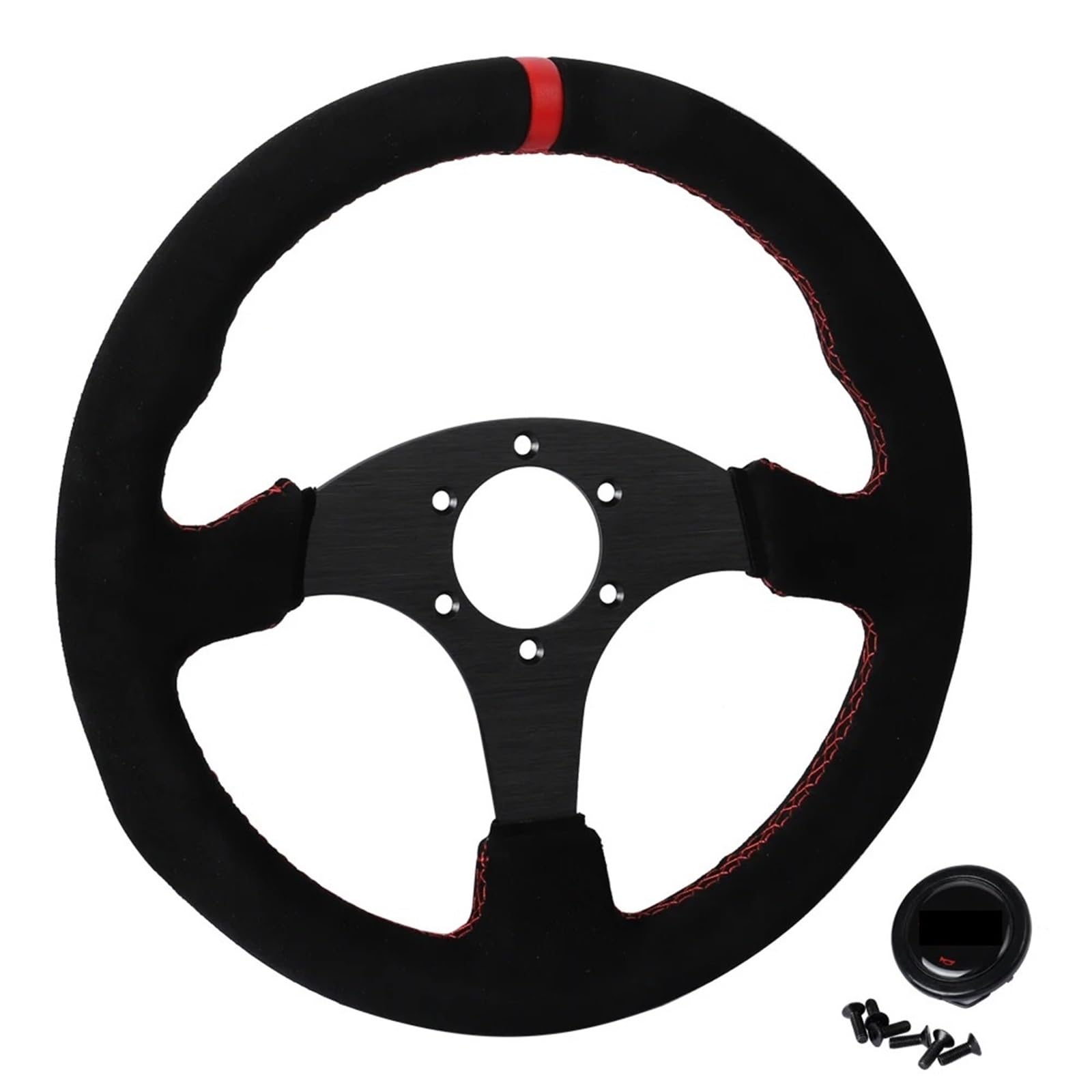 330 mm płaska kierownica zamszowa aluminiowa rama 33 cm Drift Racing PC gra kierownica uniwersalna (6028BK-MS-RD-RD)