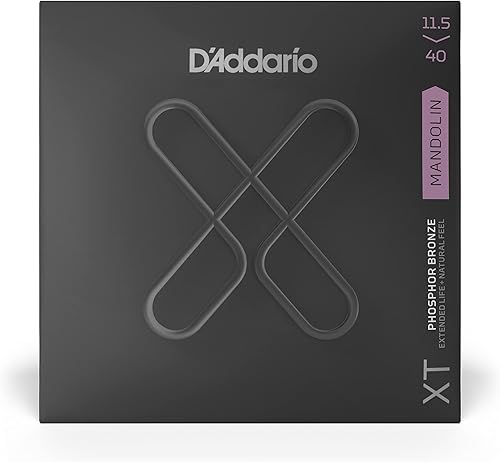 Miniatura 2 de D'Addario Cuerdas de mandolina, revestimiento de bronce fosforado XT, XTM11540, mediano personalizado 11.5-40, juego de 8 cuerdas, paquete de 1