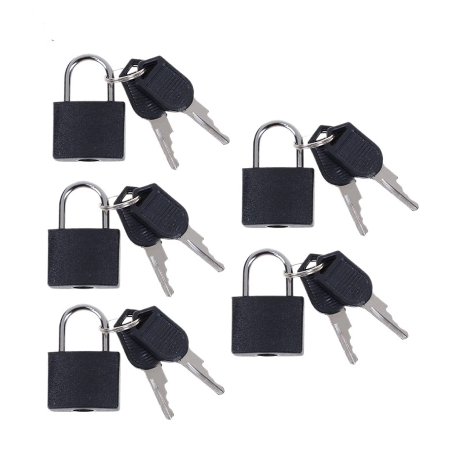 Lock Luggage 5PCS 22mm Small Mini Strong Steel Padlock Travel Suitcase Diary Lock with 2 Keys(5pcs Black)