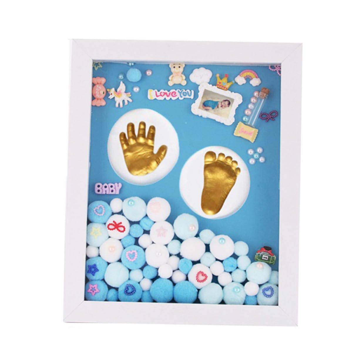 VICASKY Kit per Impronte di Mani e Piedini Bambino Bambina Cornice in Acrilico Oro per Regalo Primo Compleanno o Cerimonia e Decorazione Murale