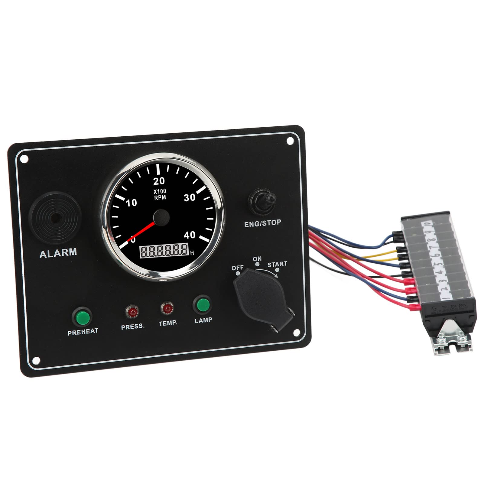 Tableau De Bord Marin Multifonction 12V - 4000 Tr/min, Rétroéclairage Rouge, étanche IP67
