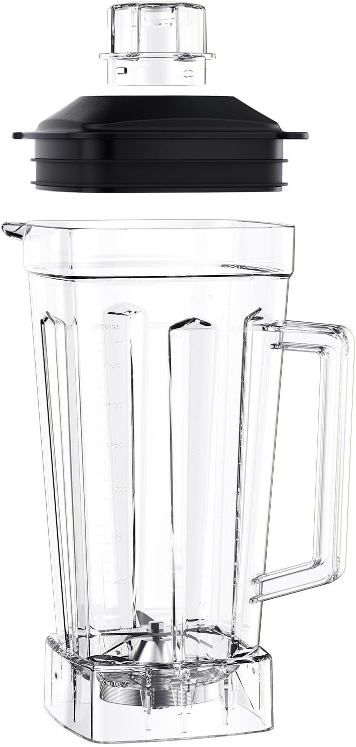 2L スクエアコンテナジャージャグピッチャーカップ底、鋸歯状スムージーブレード、蓋付き、ブレンダー用スペアパーツ