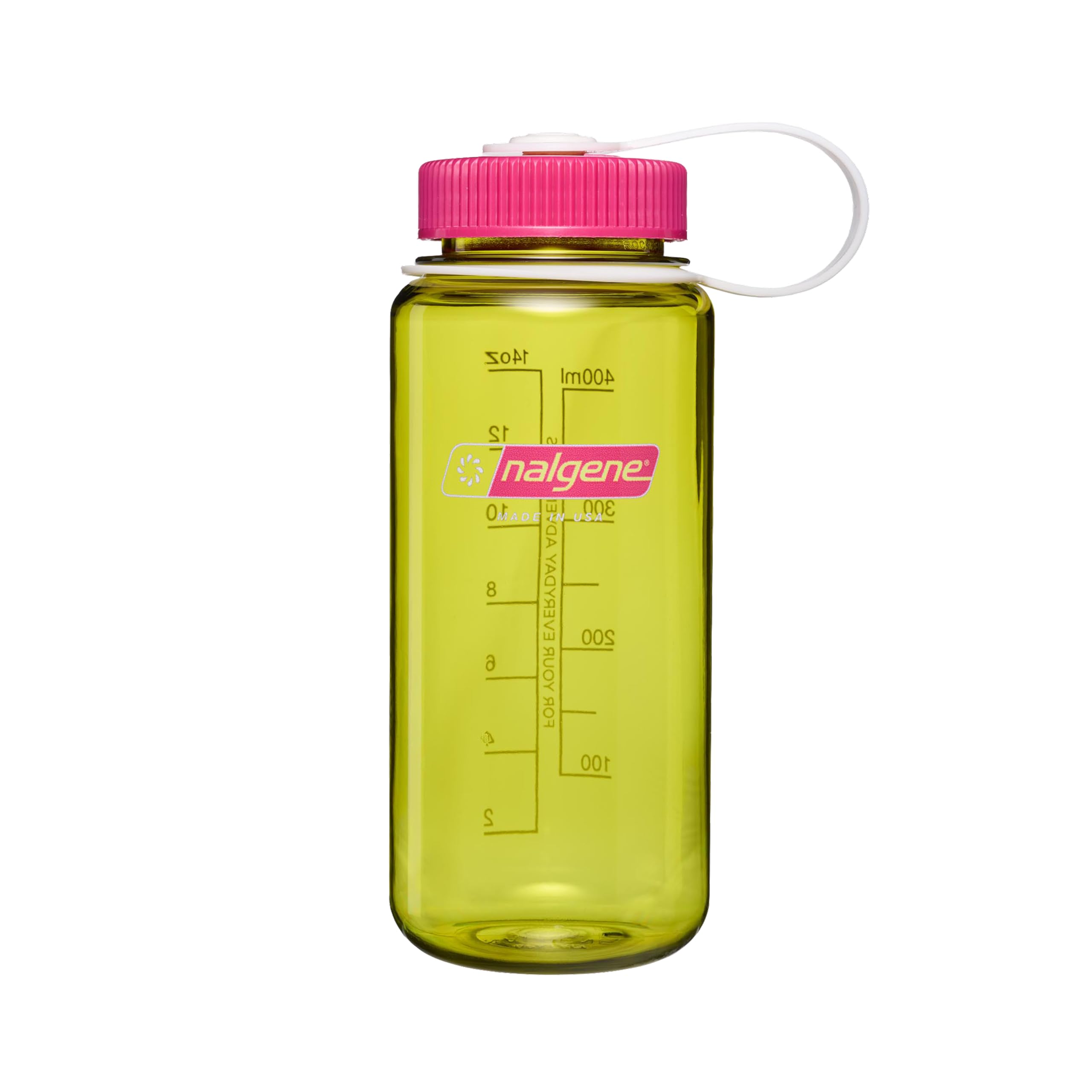 Nalgene 16 oz Wide Mouth Water Bottle, Thrill &amp; Motion, Endive w/Fuschia Purple