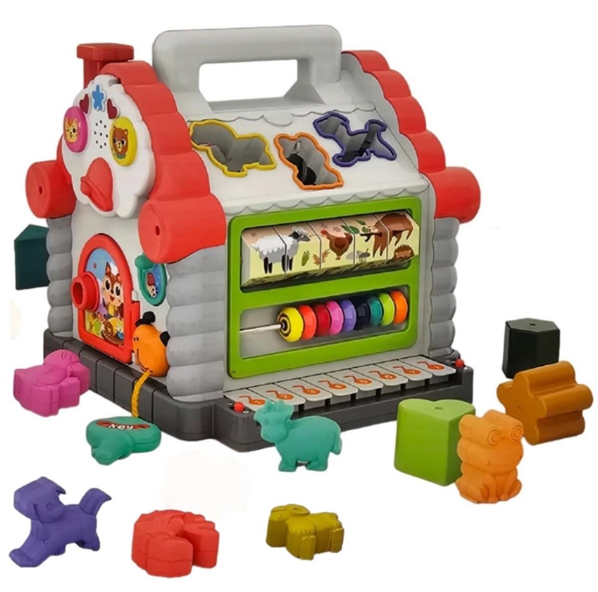 Playrix 6 in 1 Learning Shape Sorter Activity Cube with Music & Lights Educational Toys for Age 1 to 6 Years Old Kids Boys Girls (Fun Cottage-W) (B0D1GMB5GX) Amazon Price History, Amazon Price Tracker