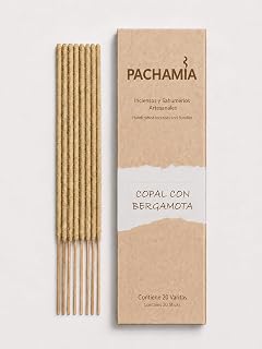 Copal & Bergamot Incense Sticks – Authentic Mexican Ceremonial Resin | 85+ Min Burn | 20 Sticks | Mood Boost, Mental Clarity & Anxiety Relief | Pachamia