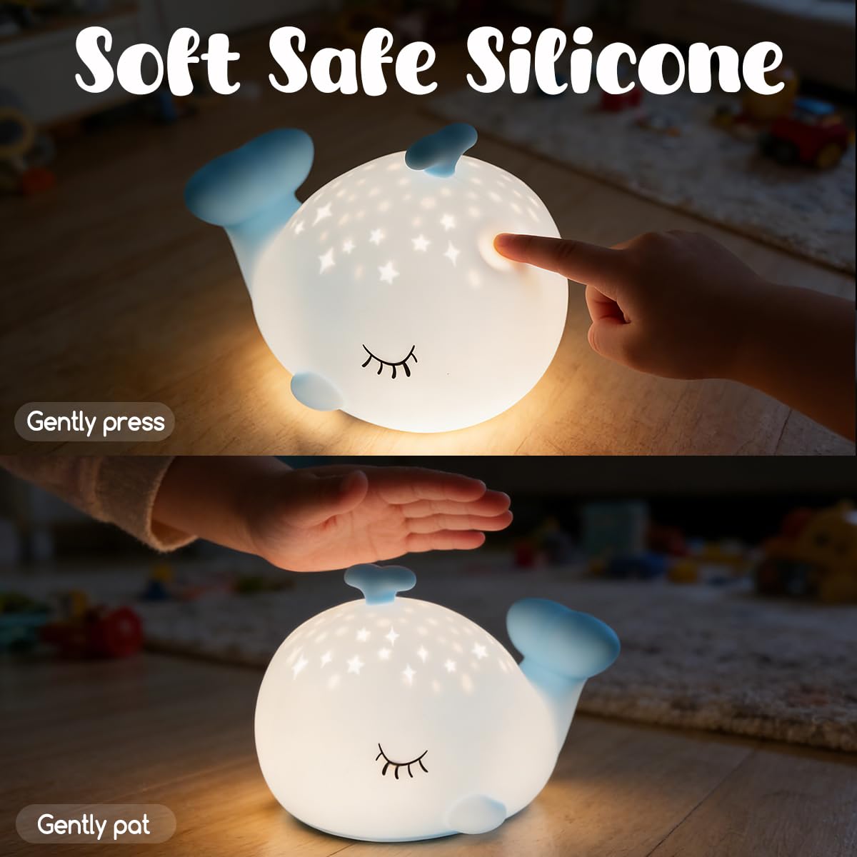 LEDHOLYT Luz nocturna para niños – Bonita lámpara de pato de silicona divertida para bebés y niños pequeños, luz nocturna de animales para niños y niñas, luz de dormitorio esponjosa, lámpara de noche