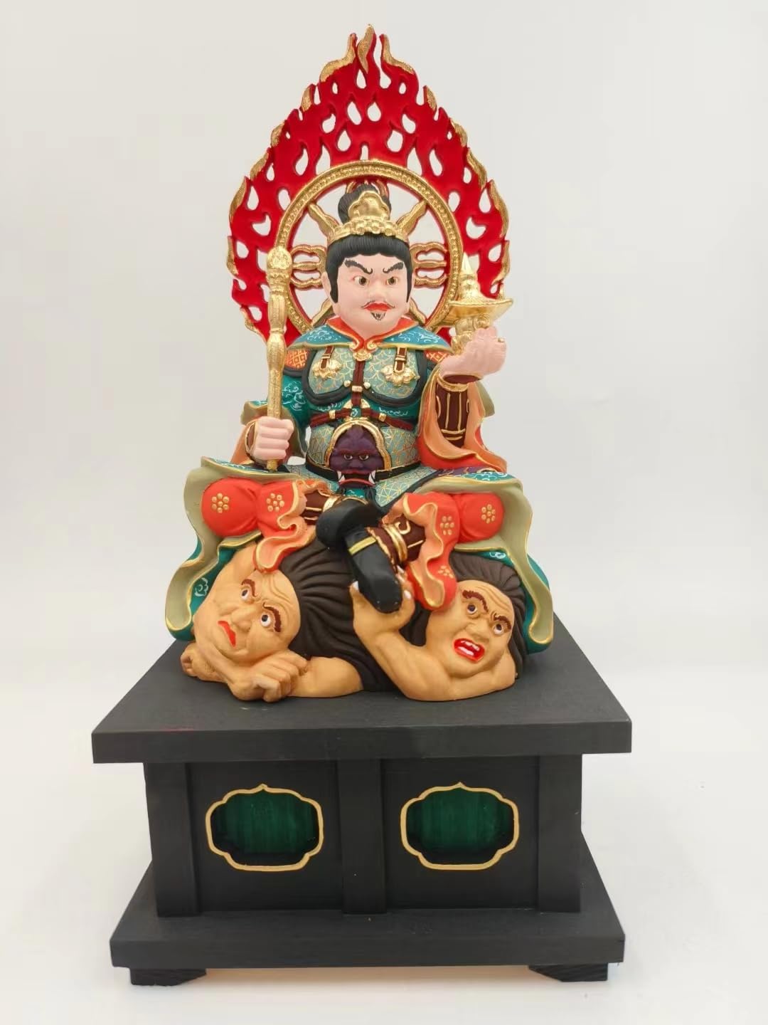 Amazon｜dsdsad 開運七福神【毘沙門天座像】総高29cm 桧木製高級木彫り