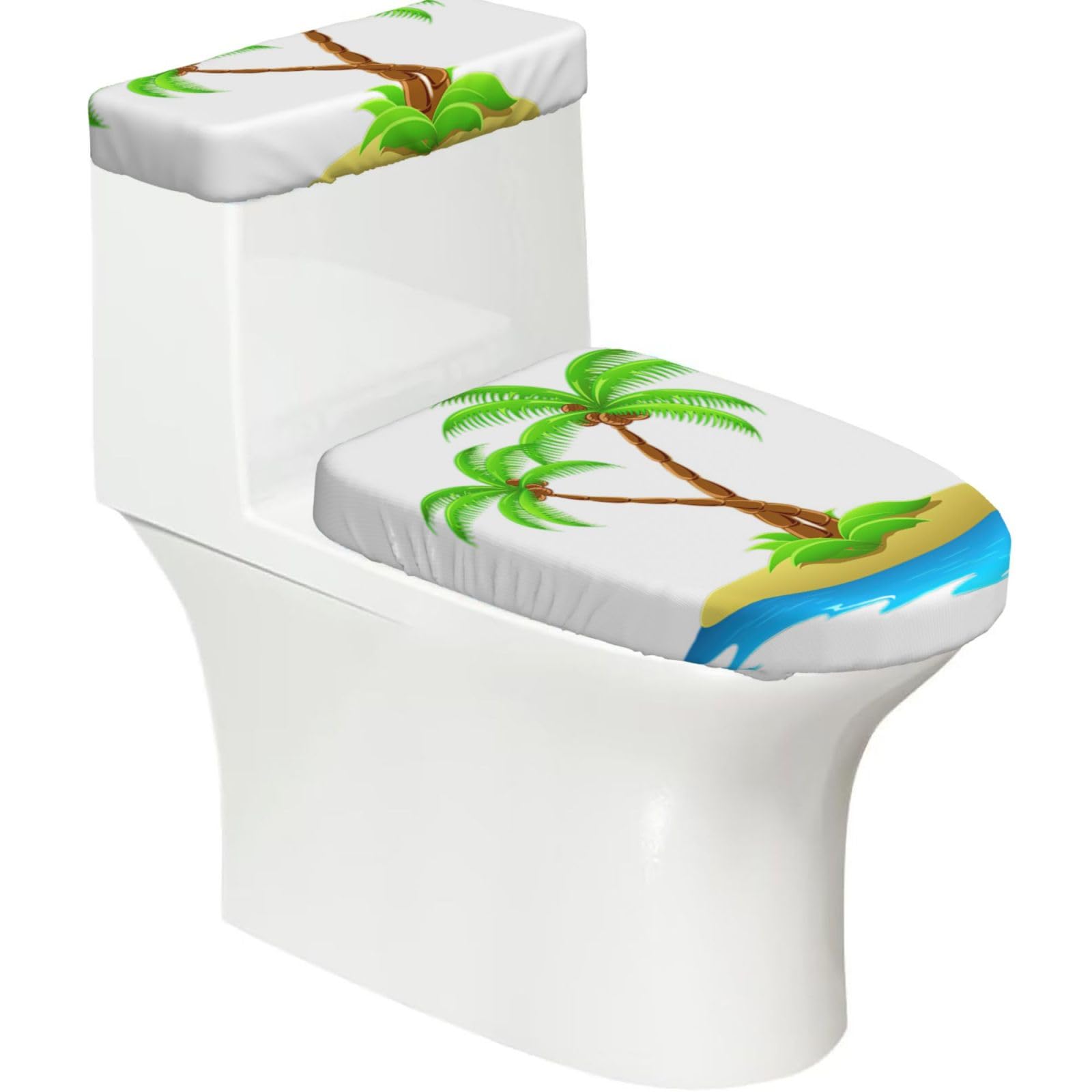 3d Palm Tree Print Toilet Seat Lid And Tank Covers Universal Fit Smooth Seat Cushion Easy To Clean For Home Hotel
