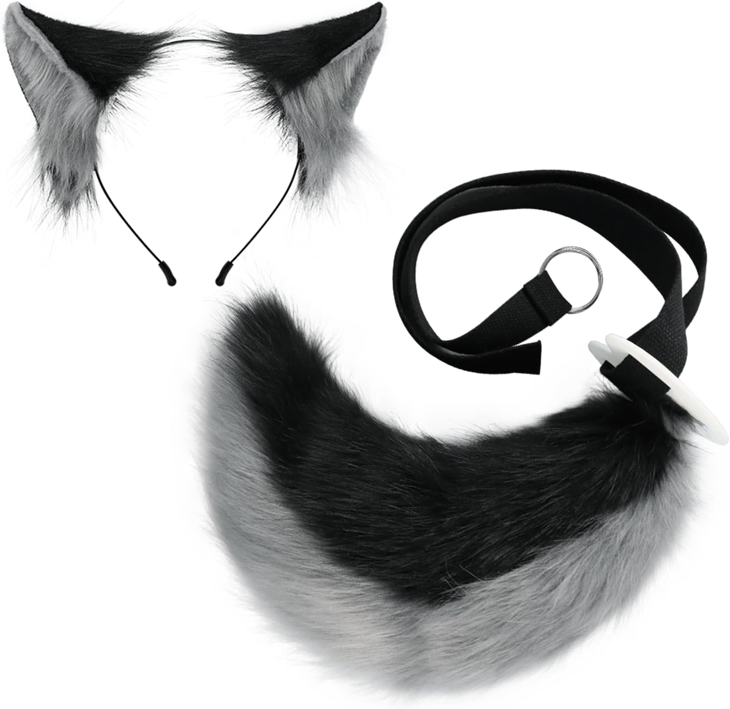 Fox Ears and Tail Set, Furry Animal Cosplay Accessories, Plush Headband & Adjustable Tail for Anime Conventions Costume