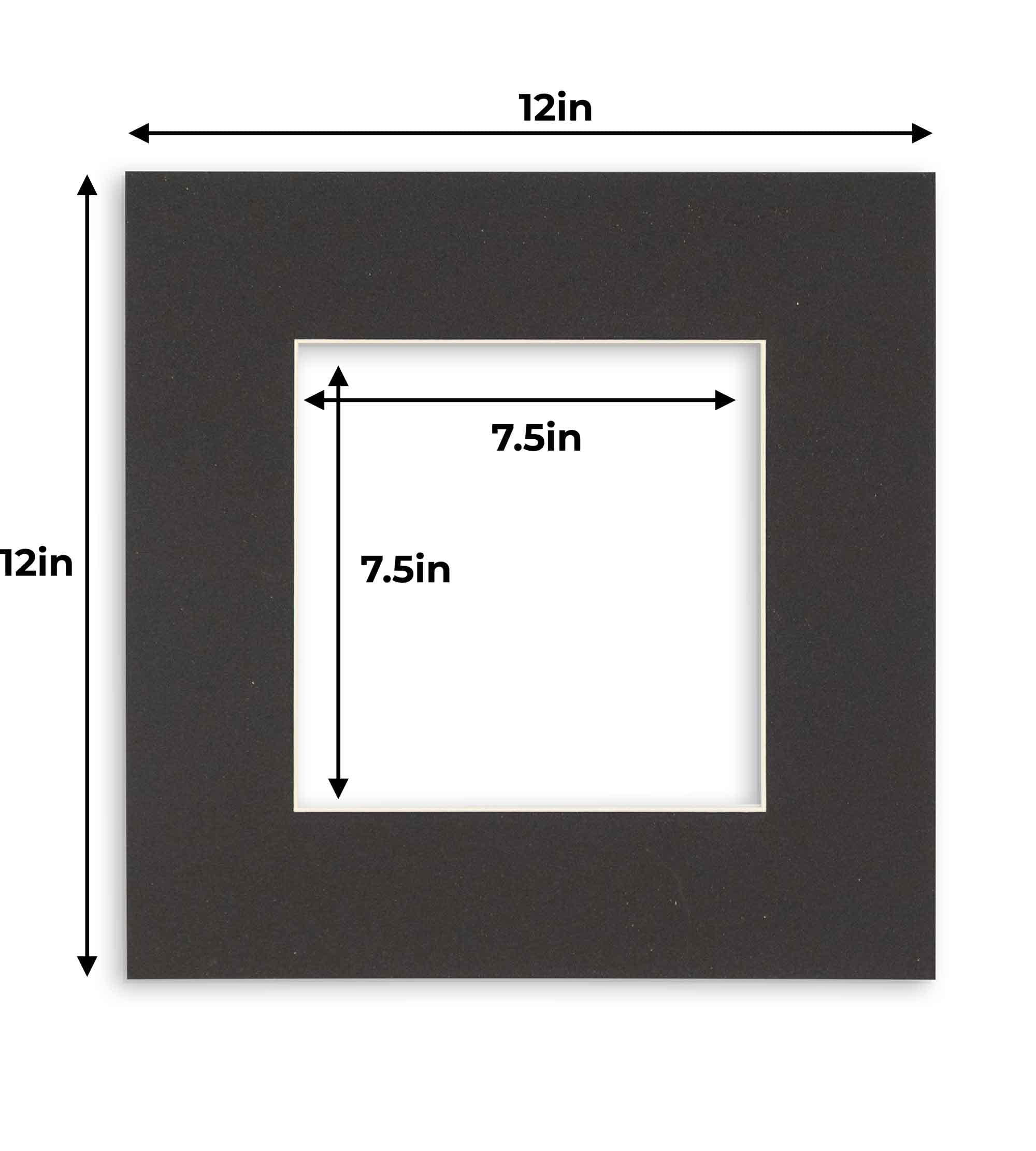8x8 Mat for 12x12 Frame - Precut Mat Board Acid-Free Show Kit with Backing Board, and Clear Bags Black 8x8 Photo Matte Made to Fit a 12x12 Picture Frame Matboard for Framing, Pack of 1 Mat