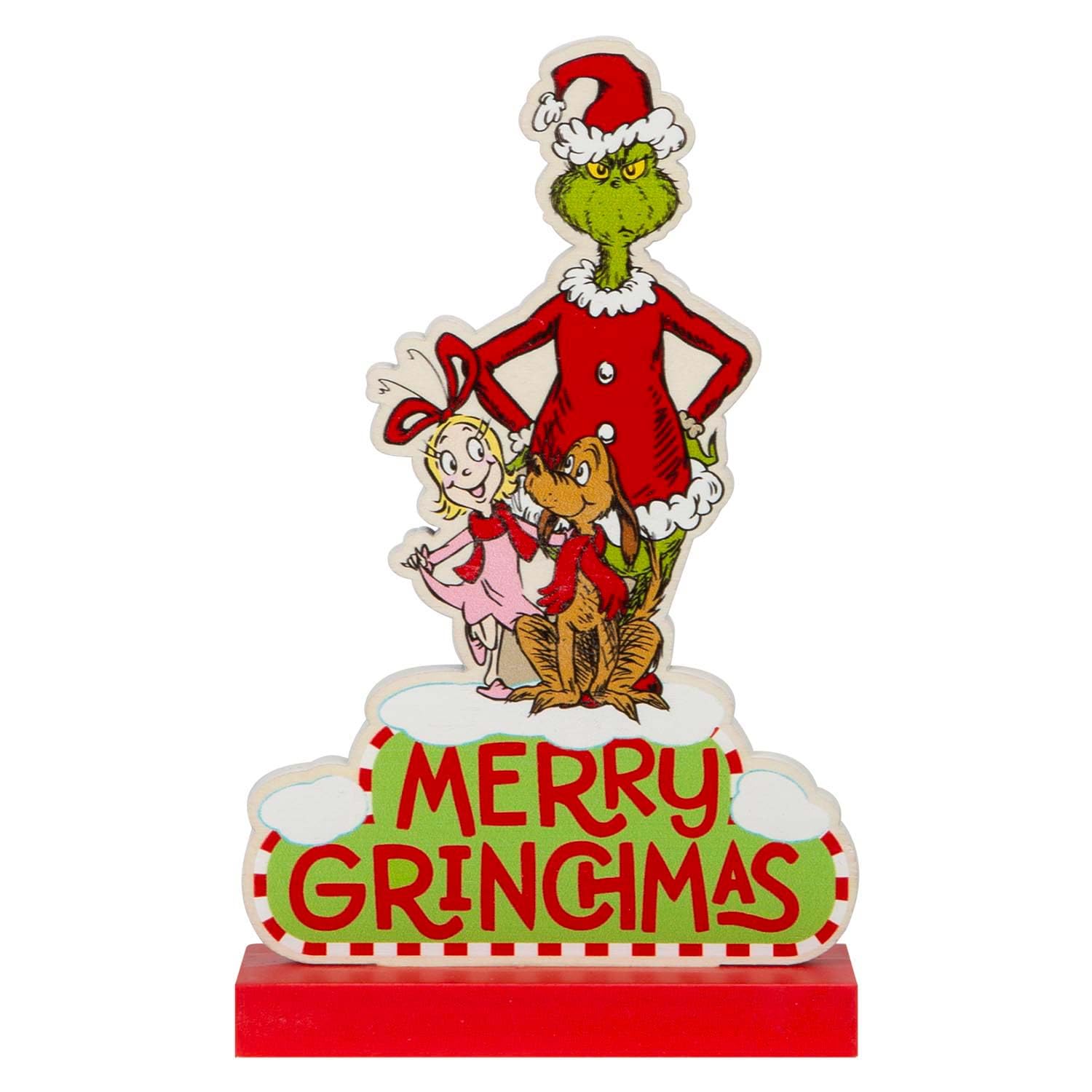 Vfm E-Store Red And Green - Grinch Christmas Decoration Festive Gift Ornament Dr Seuss Xmas Theme Fun Design - 16Cm X 10Cm Green X 1