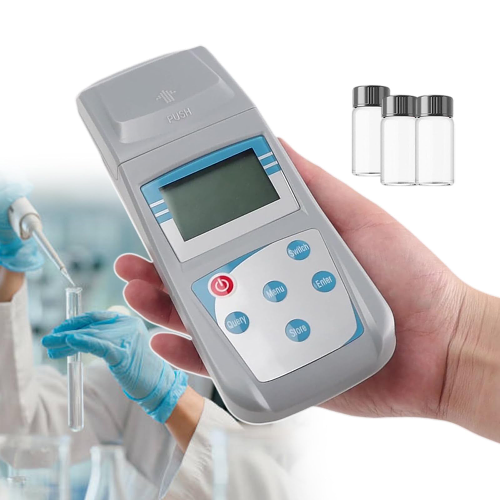 Turbidímetro con Pantalla Digital, Turbidímetro para Aguas Residuales para Probar La Calidad del Agua De Piscinas/Peceras, Rango De Medición De 0 A 1000 NTU, con 3 Botellas De Muestra