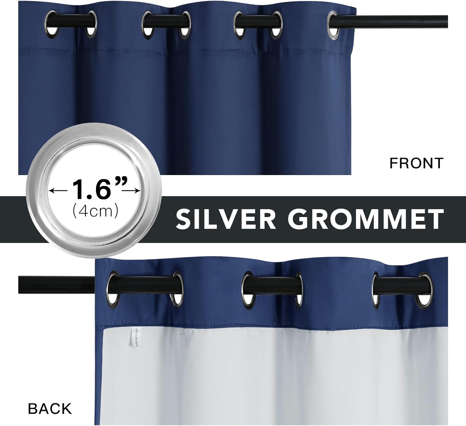 RYB HOME Particle Filtering Curtains Total Blackout Noise Reducing Window Treatment Dust Filter Thermal Insulated Drapes for Studio Laundry Room Furance, Navy Blue, W52 x L63 inch, 2 Panel