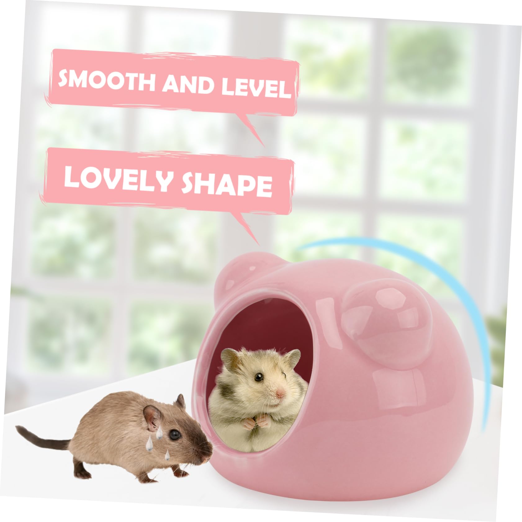 Happyyami 2Pcs Ceramic Hamster Cooling Nest Pet House for Chinchillas Hamsters Easy to Portable Random Color for Summer Relaxation