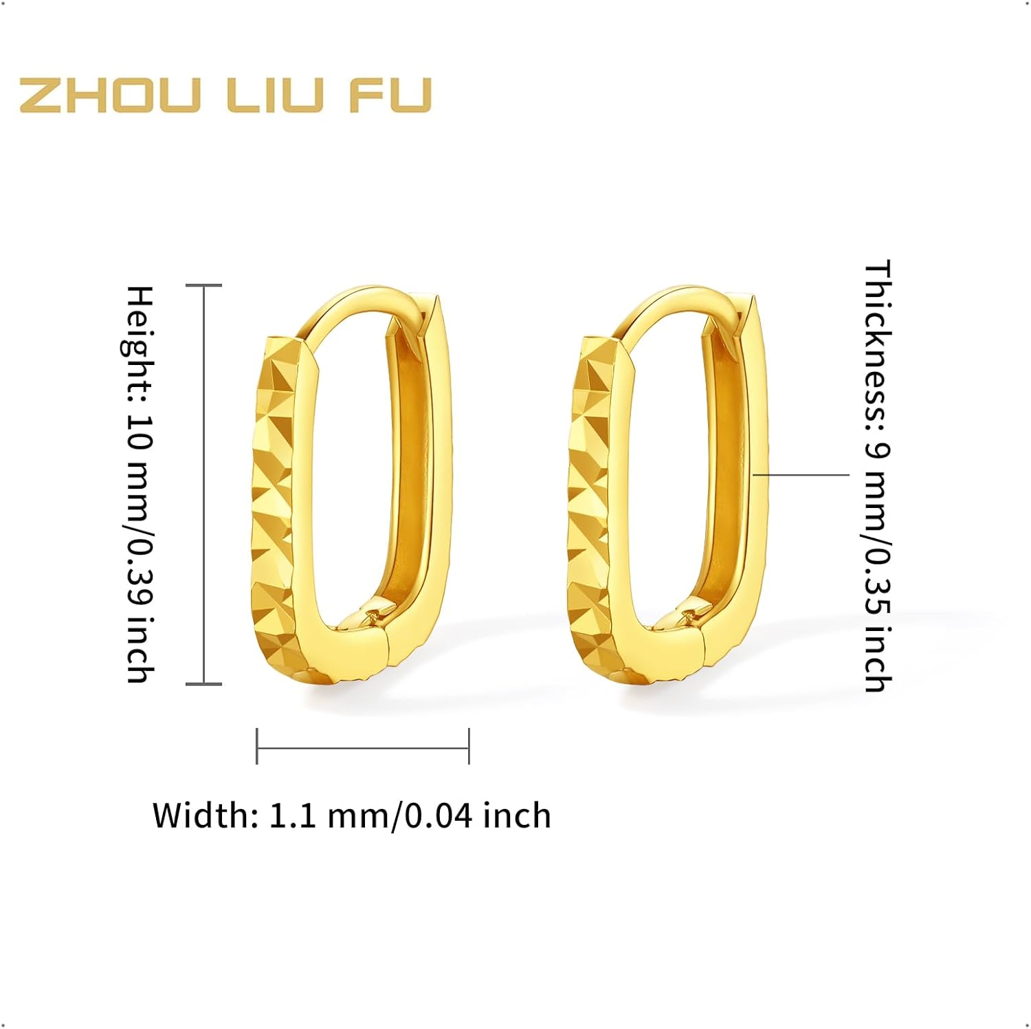 18K Gold Hoops Trendy Diamond-Cut Hoop Earrings Link Hoop Huggies Small Solid Gold Jewelry for Women - Image 2