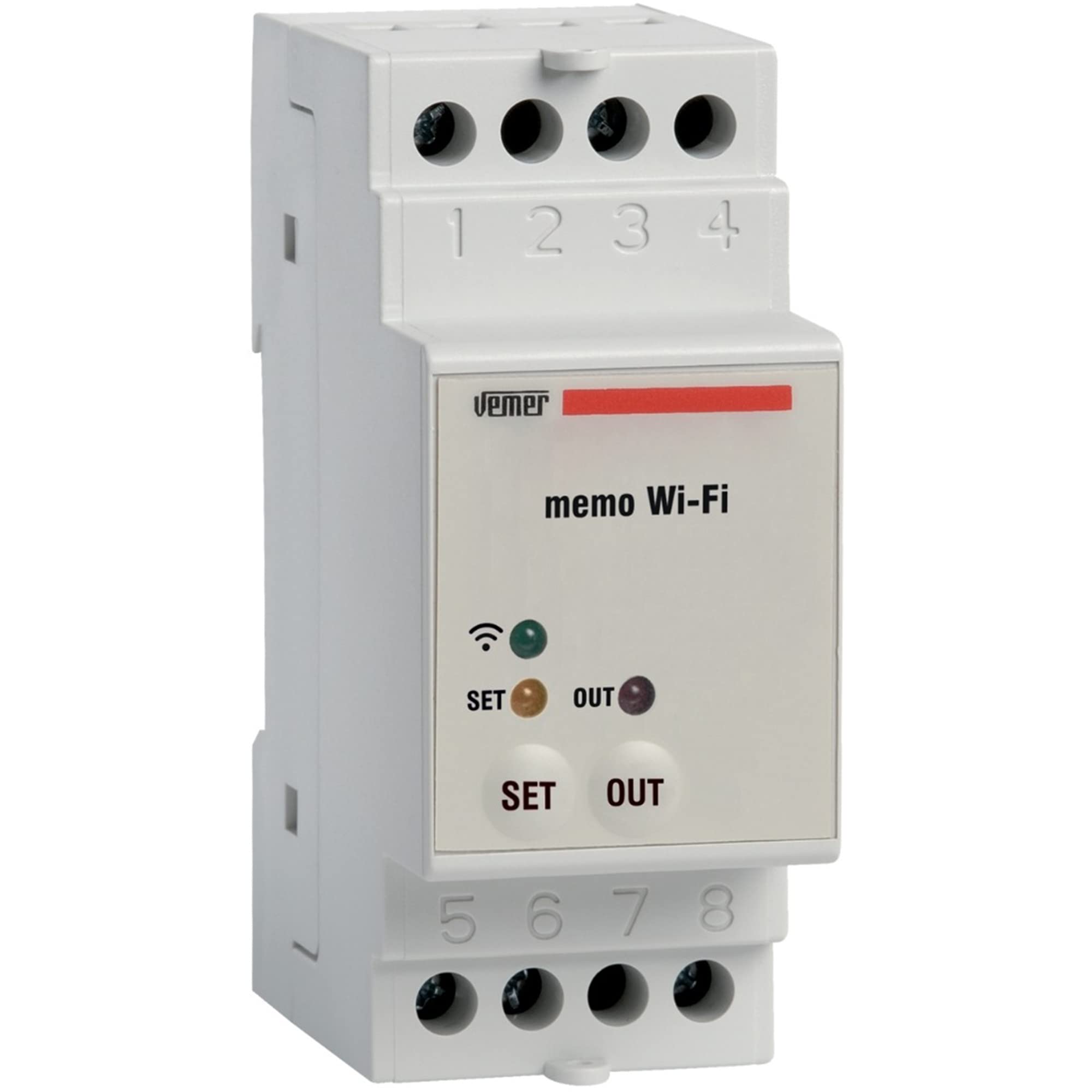 VEMER VE780700 MEMO WIFI - Interruttore WiFi con Programmazione Oraria o Astronomica, Timer controllabile da Smartphone tramite APP disponibile su IOS e Android, Installazione su Barra DIN, Bianco