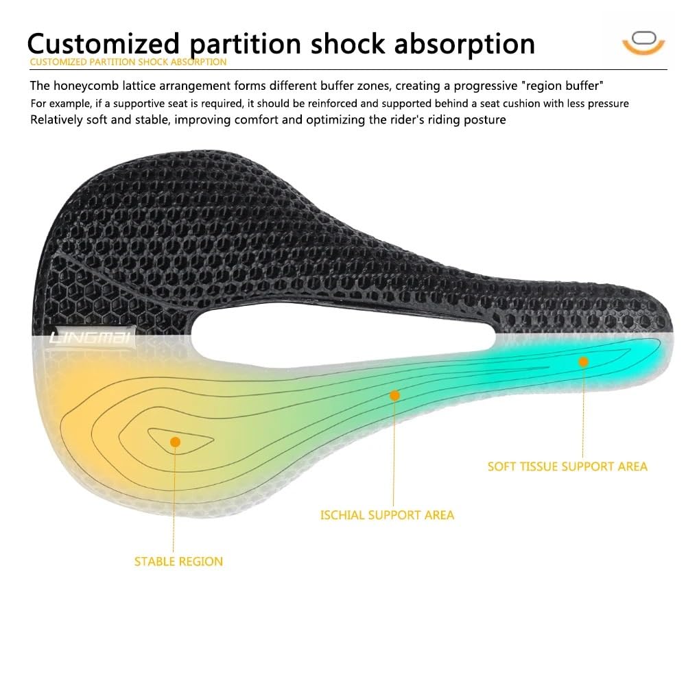 Bike Saddle,Fahrradsattel Vollcarbon 3D-Gedruckter Sattel 162 g Fahrradsitz Rennrad MTB Berg Kies Sitz for Männer Frauen Fahrradteile