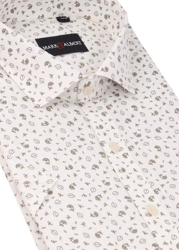 Image of Mark & Albert Men's Half Sleeve Cotton Linen Shirt Blue