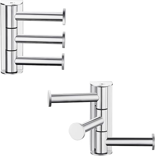 Miniatura 10 de Angle Simple Gancho giratorio para toallas mate negro, 2 paquetes, SUS 304 gancho de acero inoxidable para abrigos y batas para baño Mate