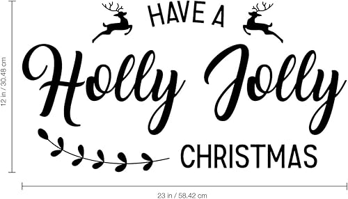 Miniatura 4 de Calcomanía de vinilo para pared, diseño de Navidad con texto en inglés «Have a Holly Jolly», 12 x 23 pulgadas, calcomanía de decoración de temporada