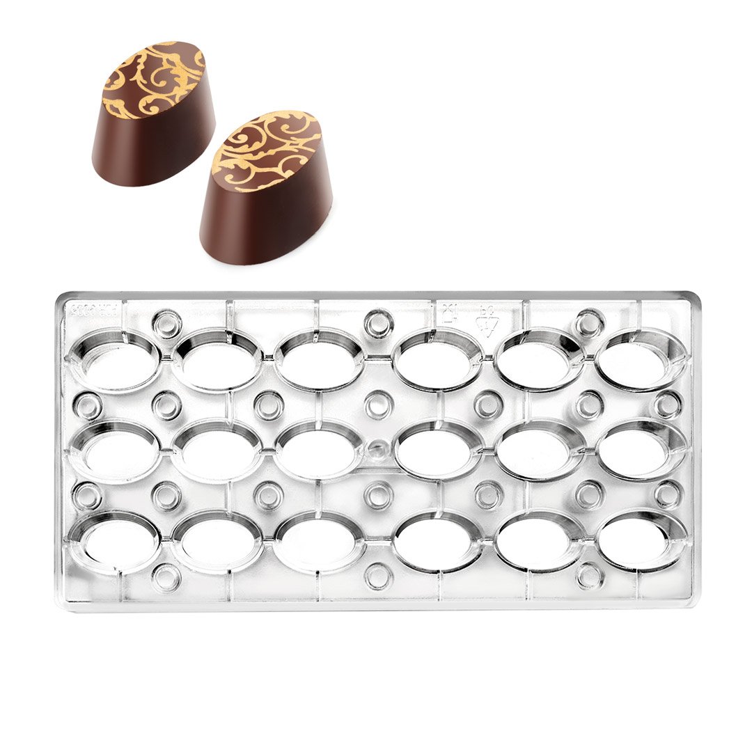 Ibili Magnetic Chocolate Mould Oval 27x14x2,5 cm, Polycarbonate, Silver, 27 x 14 x 2.5 cm
