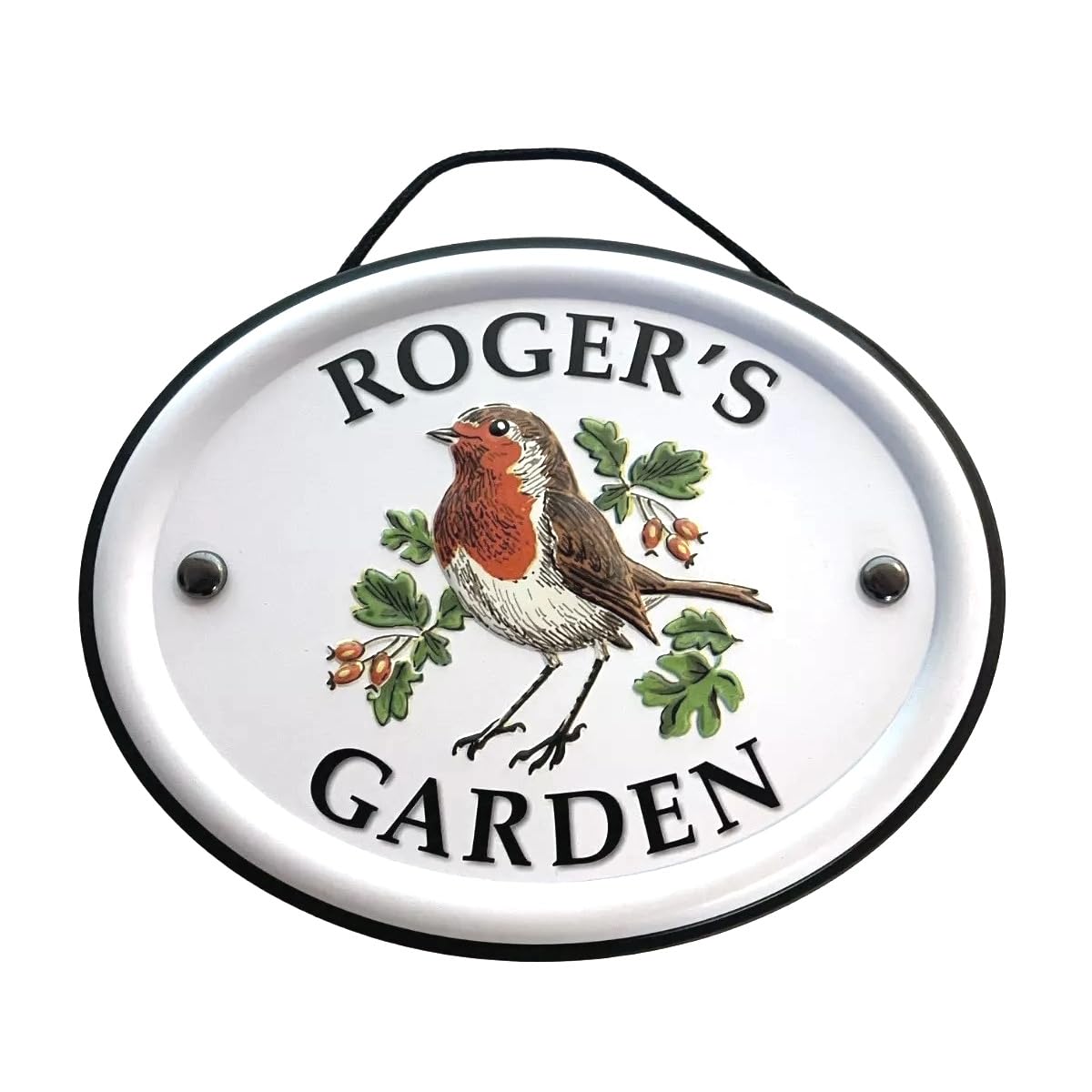 Personalised Garden Sign Hanging Outdoor Tin Plaque Embossed Metal Wall Signs "Roger's Garden"