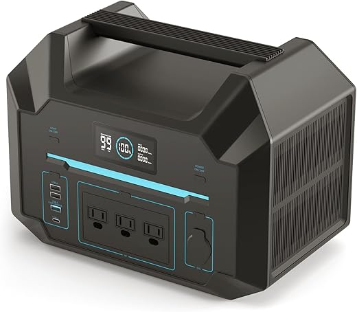 Renogy Portable Power Station 495Wh Solar Generator, Lithium Battery Pack w/ 3 800W AC Outlets (1600W Peak) Fast Recharge, Compatible with DC App for Outdoor Camping, Phoenix 500, Home Emergency