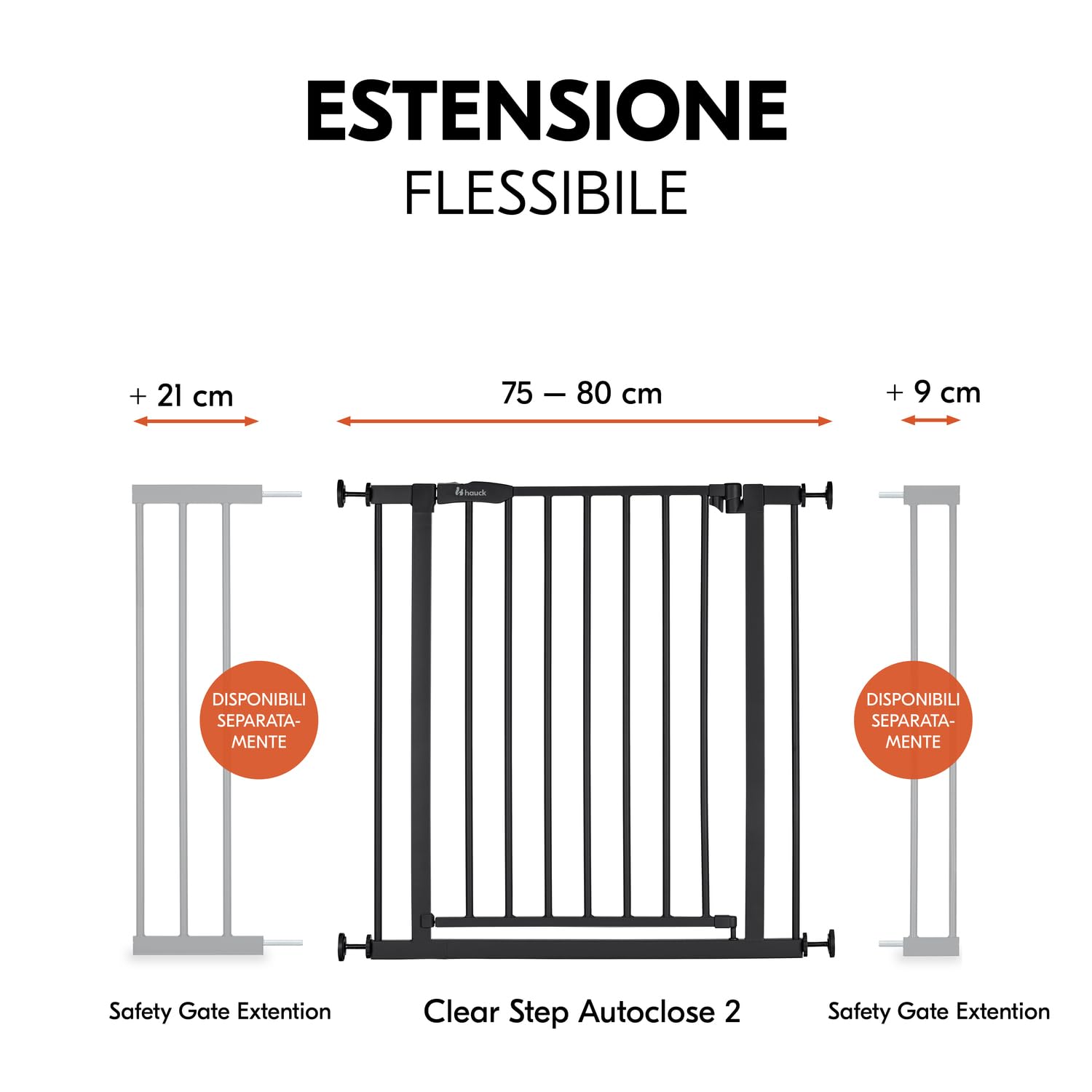 hauck Cancelletto di Sicurezza per Bambini Open N Stop 2 - Cancelletto per Bambini per aperture da 75-80 cm, Apertura con Una Sola Mano Su Entrambi i Lati, Chiusura Manuale - Metallo, Nero