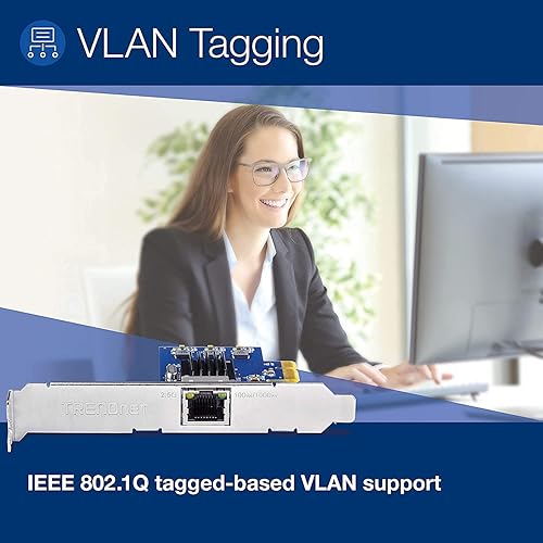 Miniatura 6 de TRENDnet Adaptador de red PCIe 2.5GBase-T, TEG-25GECTX, convierte una ranura PCIe 2.0 o posterior en un puerto Ethernet 2.5G, etiquetado VLAN