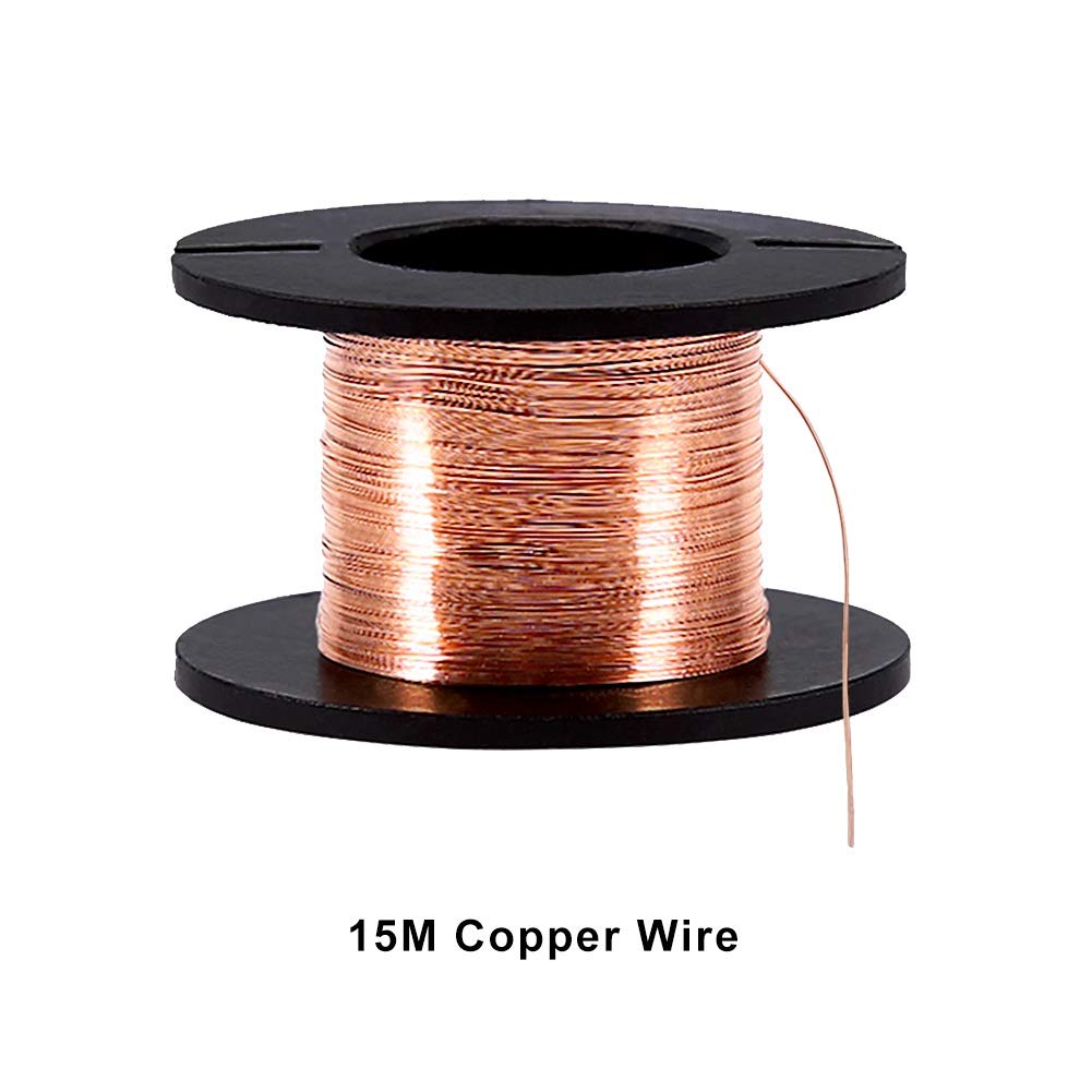 VOBOR Alambre de Cobre Desnudo Sólido 0.1mm Bobinado Esmaltado 5 Piezas