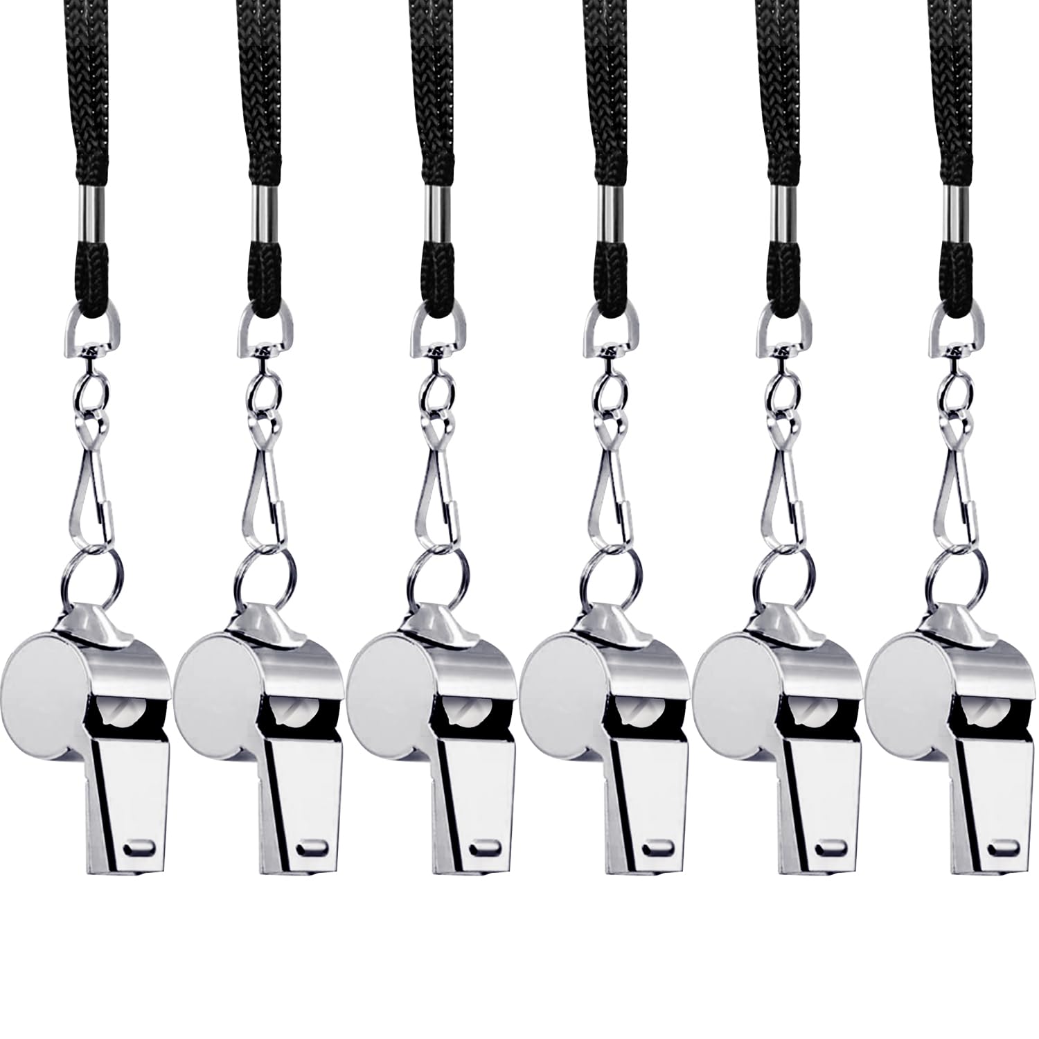 Aohcae 6 Pack Stainless Steel Whistle with Lanyard,Sports Whistles for Coaches,Teachers, Kids Loud Crisp Whistle Ideal for Referee,Sports,Training,Emergency