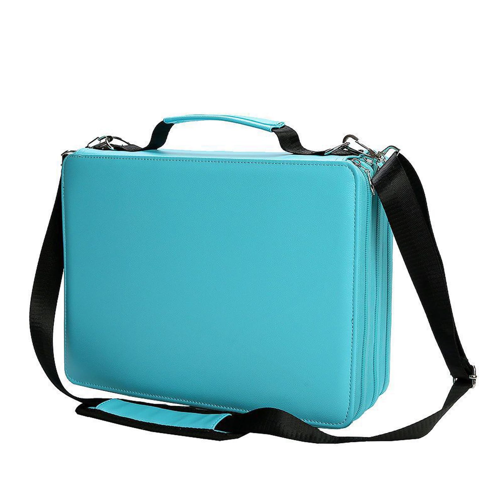 168/224 slot grande custodia in pelle per pennarelli con tracolla multistrato, borsa per il trasporto di penne organizer per penne resistenti, Verde, 168 holes