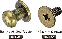 Vista 3 de uxcell Remaches de cabeza esférica de 0.236 pulgadas con rosca trasera, paquete de 15 remaches de pezón de botón de cabeza redonda