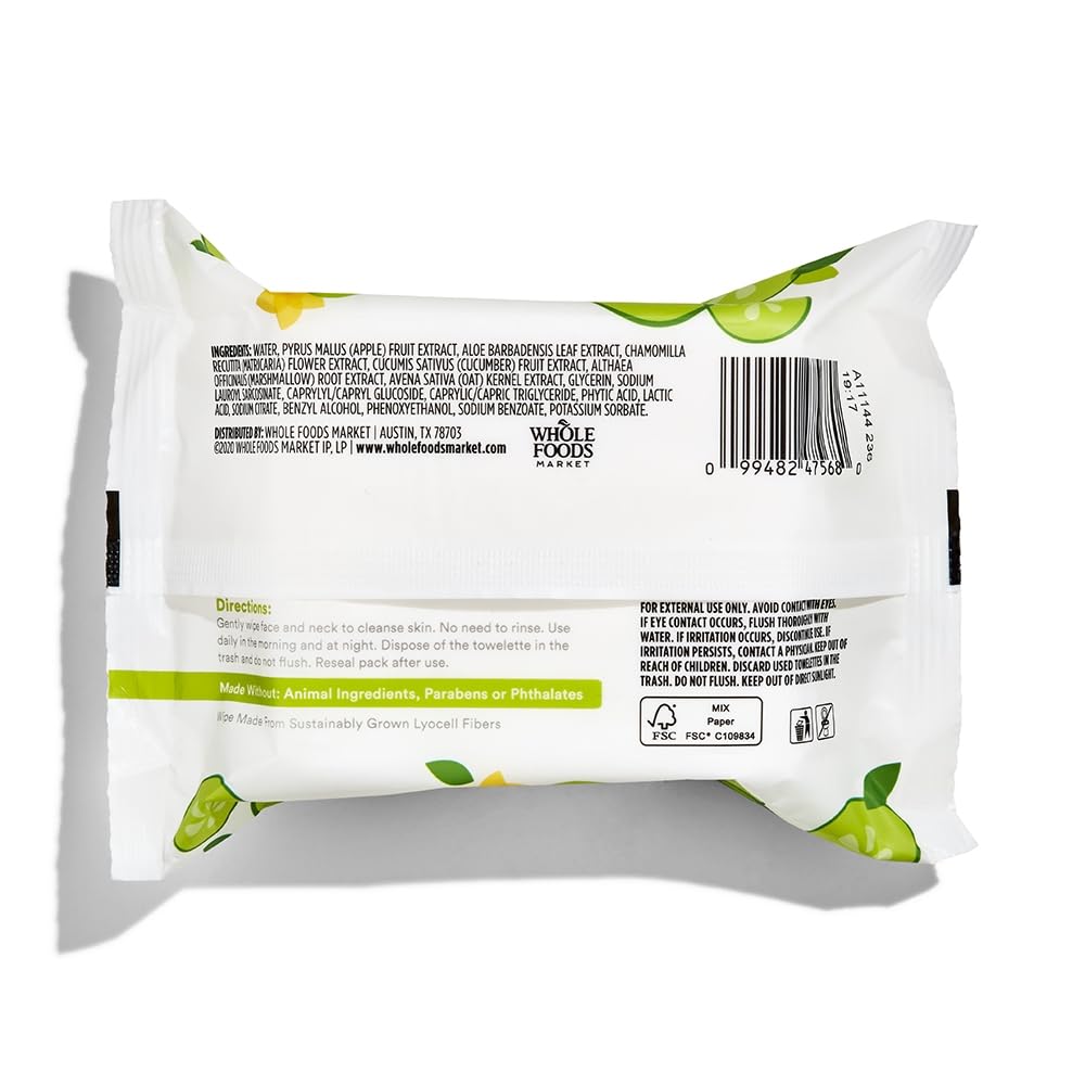 Micellar Water Cleansing Towelettes, Essence of Cucumbers, 30