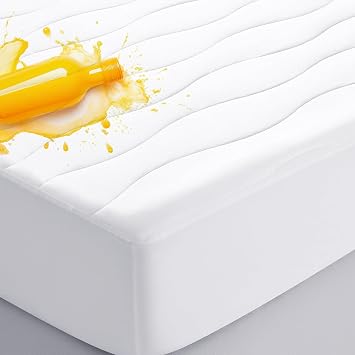 California King Cotton Mattress Protector, Breathable Pillow Top Mattress Cover, Soft Quilted Fitted Mattress Pad with Deep Pocket Fits Up to 22" Mattress 72x84 Inches, White
