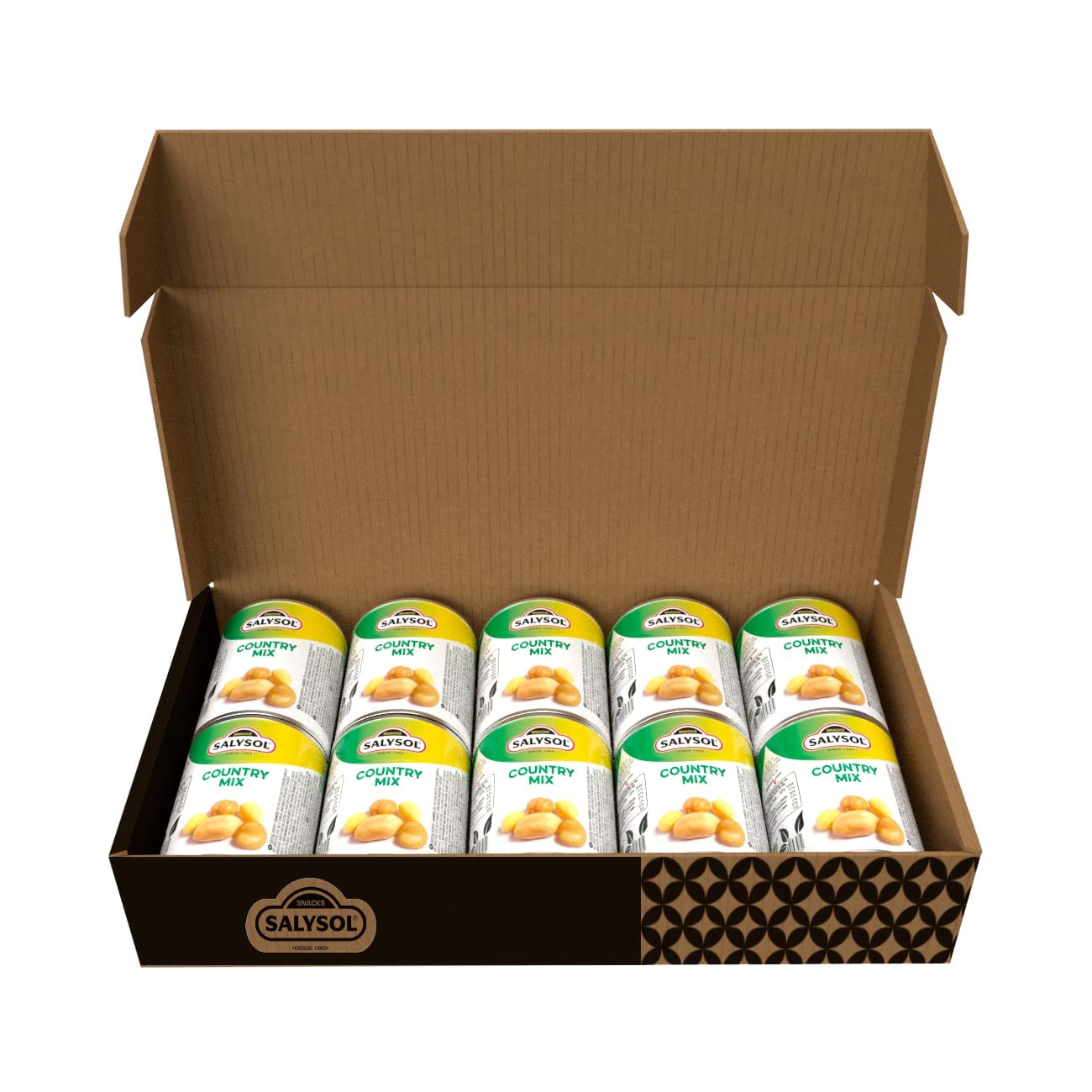 SALYSOL Country Mix Cacahuetes Habas Garbanzos Bola de Maíz Aceite de Girasol Snacks Envasados al Vacío