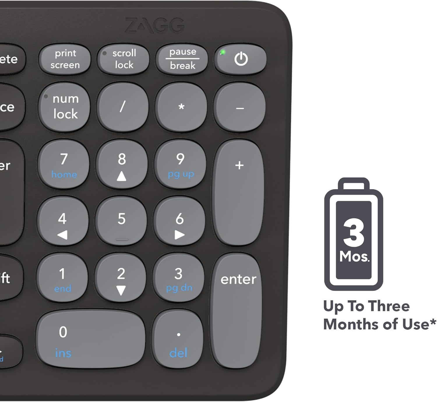 Battery life indicator showing up to 3 months of use