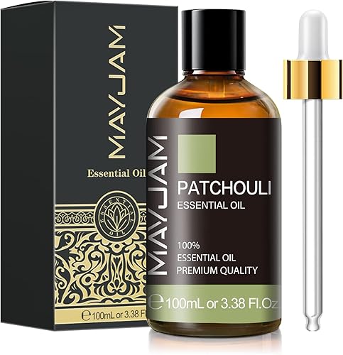 Aceite Esencial de Pachuli, MAYJAM 100ml de Aceites Esenciales, Uso con Difusor de Aromaterapia, Durante Yoga, Masaje, Baño, Aceite de Pachuli para